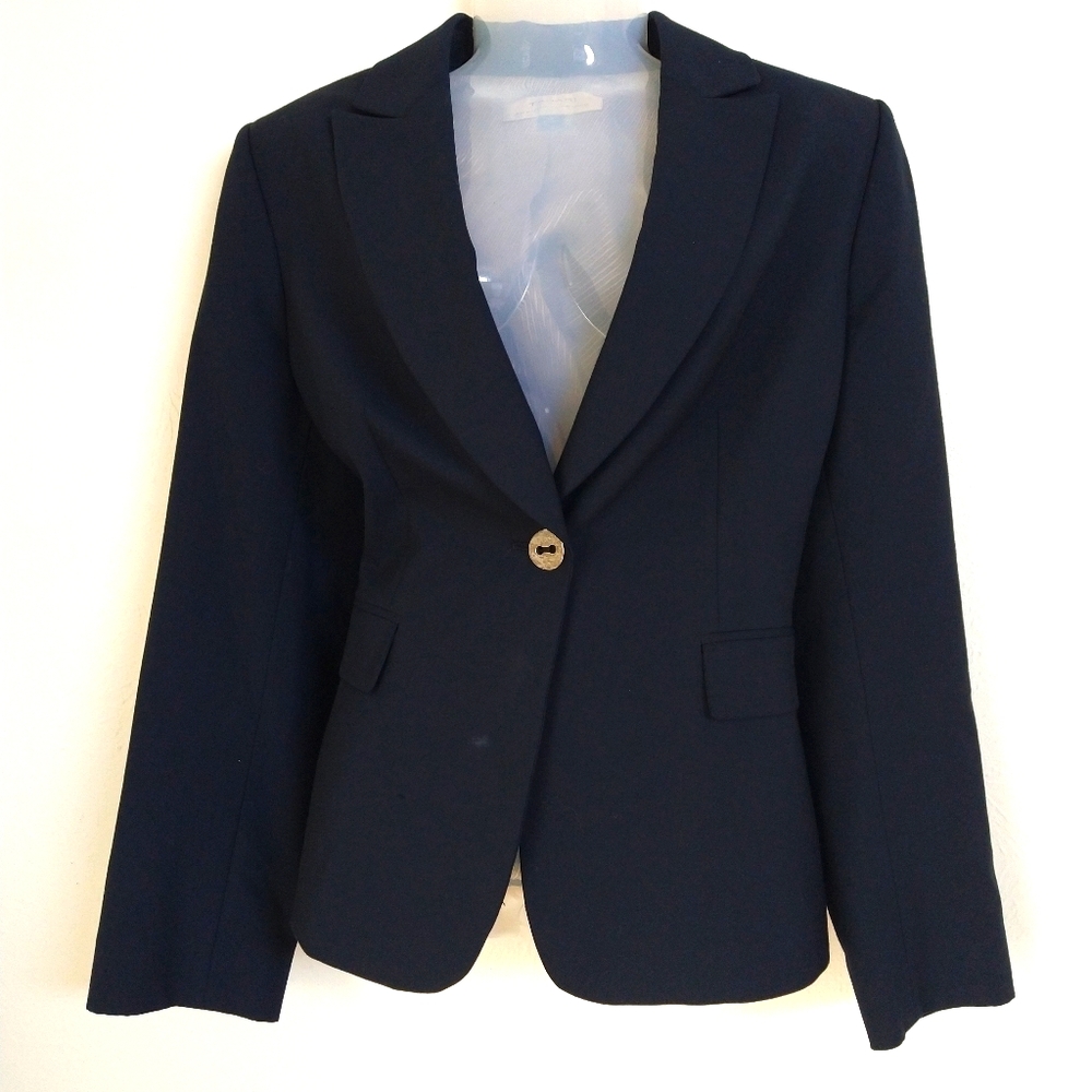 Tahari  ASL Navy Single Button Blazer